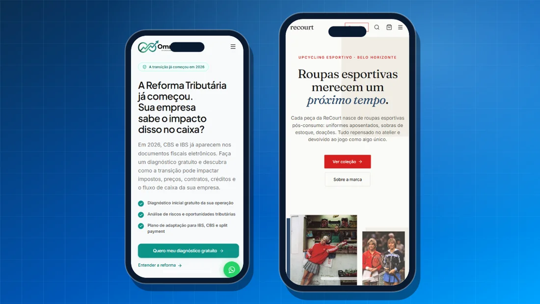 Mockup de aplicativos mobile para iOS e Android